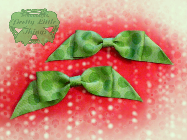 Green Polka Dot folded tail Bow