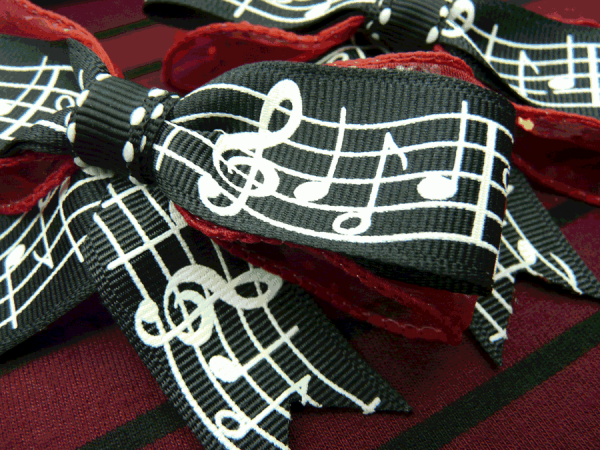 Red Glitter Music note bow - Image 2