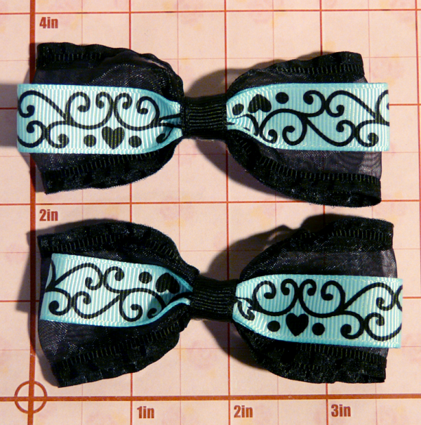 Organza teal Swirl Bow - Image 5