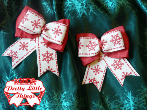 Small Ruflled red snowflake bow