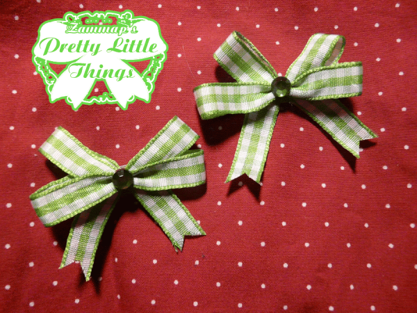 Tiny Fat Green Gingham Bow