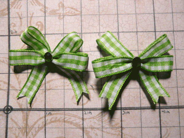 Tiny Fat Green Gingham Bow - Image 5
