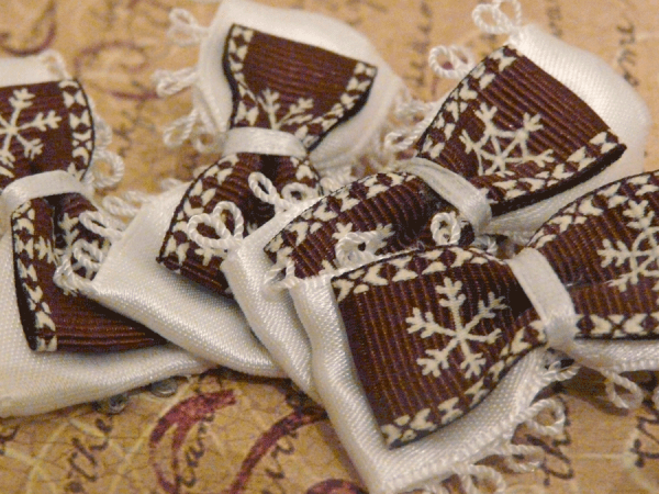 Mini Brown Snow Flake Bow - Image 2