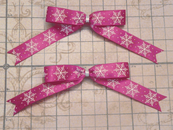 Long Pink Snow Flake Bow - Image 5