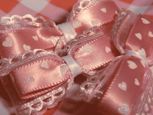 Small Pink Hearts Bow - Image 2