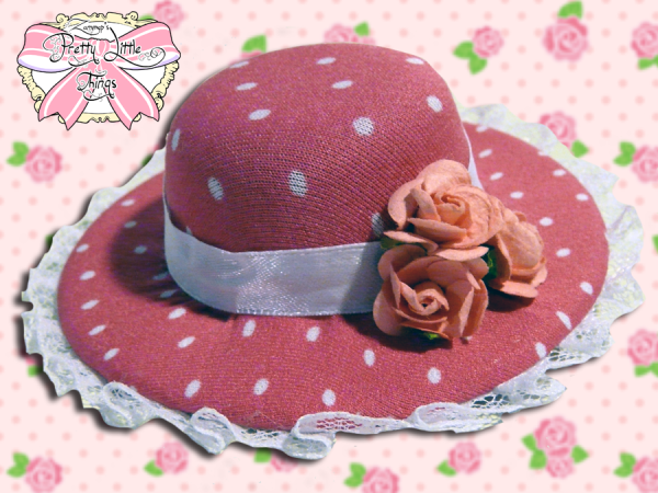 Magenta Polka Dot Paper Rose hat